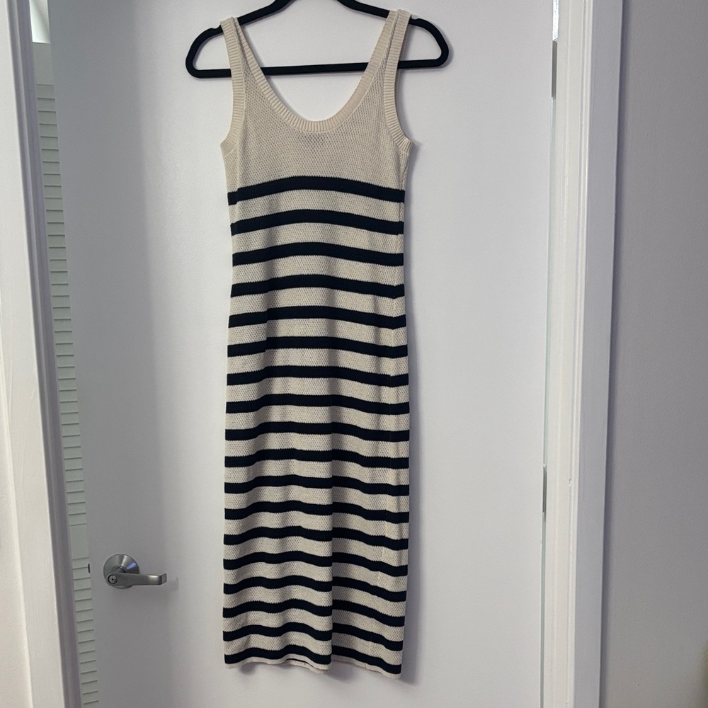 Zara Size S Black and Cream Knit Midi Dress